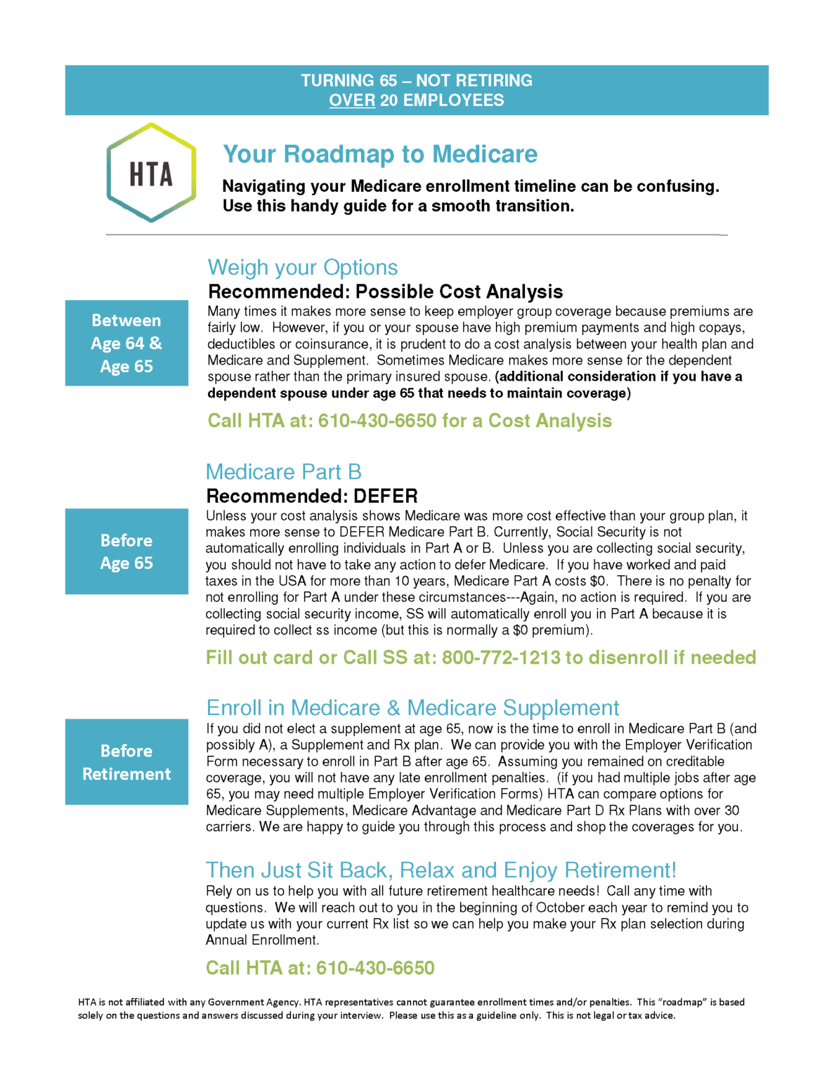 Roadmap To Medicare Over 20 Employees Hsa Hta Insurance Services 0822